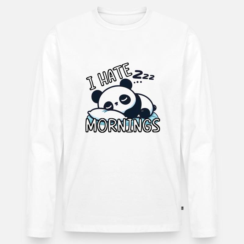 I HATE MORNINGS - Männer Premium Bio Langarmshirt - Weiß