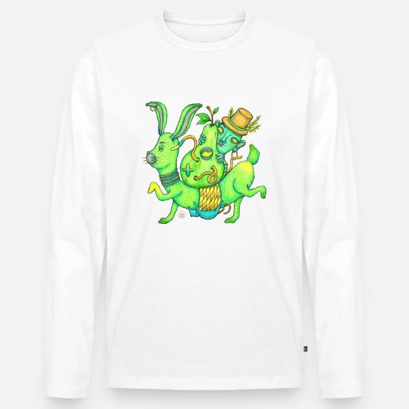 Magic, Hase, Zauberer, Birne - Männer Premium Bio Langarmshirt - Weiß