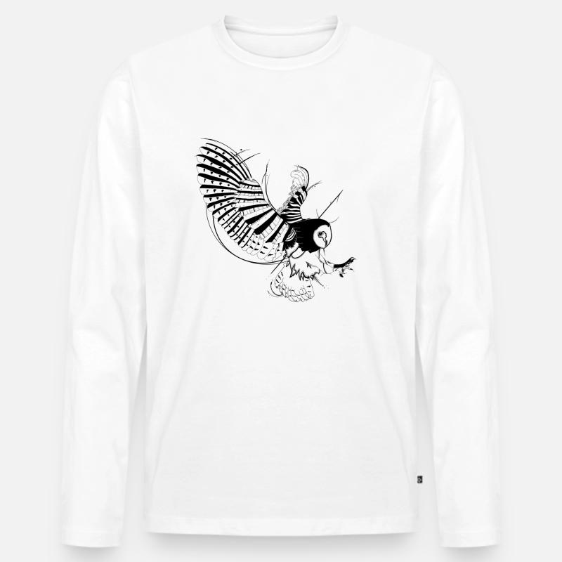 Eule - Männer Premium Bio Langarmshirt - Weiß