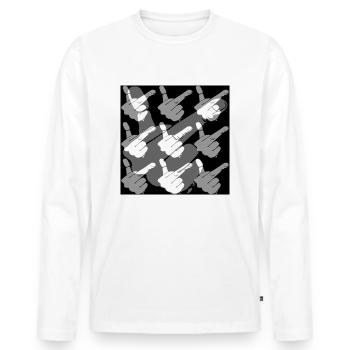 meinemeinung - Männer Premium Bio Langarmshirt - Weiß - Vorne - Nico (187cm)