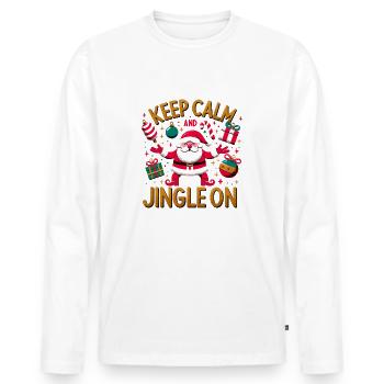 Bewahren Sie Ruhe und Jingle auf Weihnachtsdesign - Männer Premium Bio Langarmshirt - Weiß - Vorne - Nico (187cm)