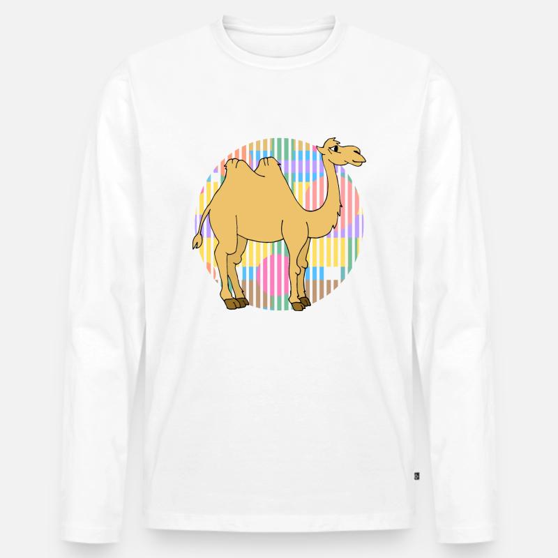 Kamel - Männer Premium Bio Langarmshirt - Weiß