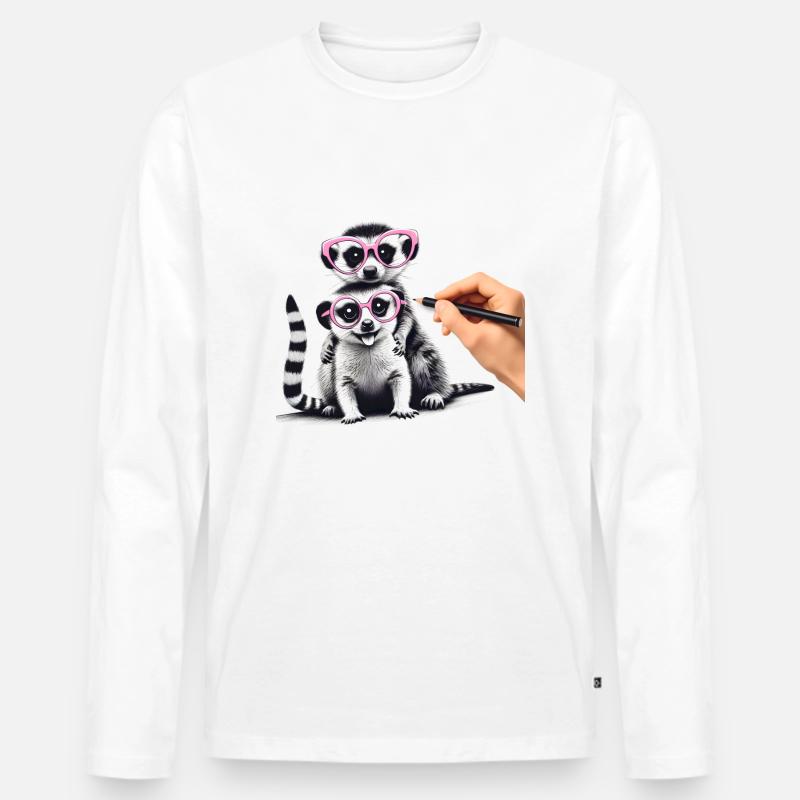 Erdmännchen - Männer Premium Bio Langarmshirt - Weiß