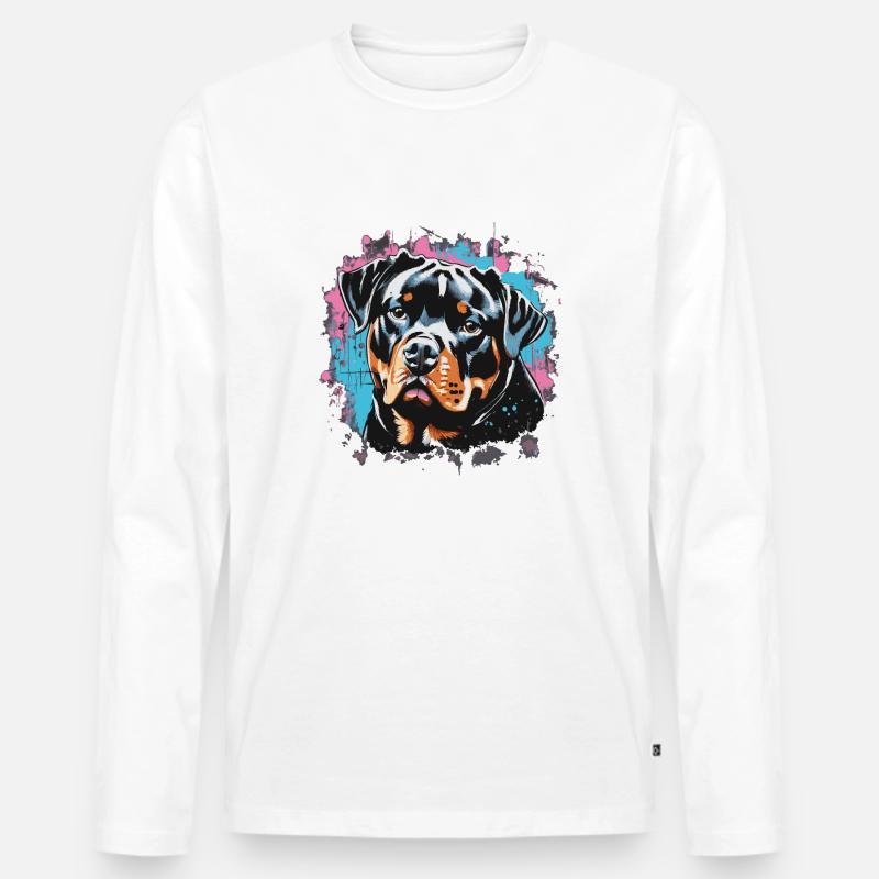 Rottweiler Graffiti Look - Männer Premium Bio Langarmshirt - Weiß