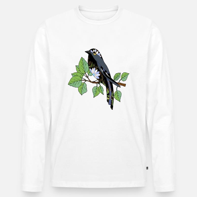 Bunter Vogel - Männer Premium Bio Langarmshirt - Weiß