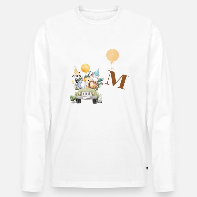 Buchstabe M Safari - Männer Premium Bio Langarmshirt - Weiß