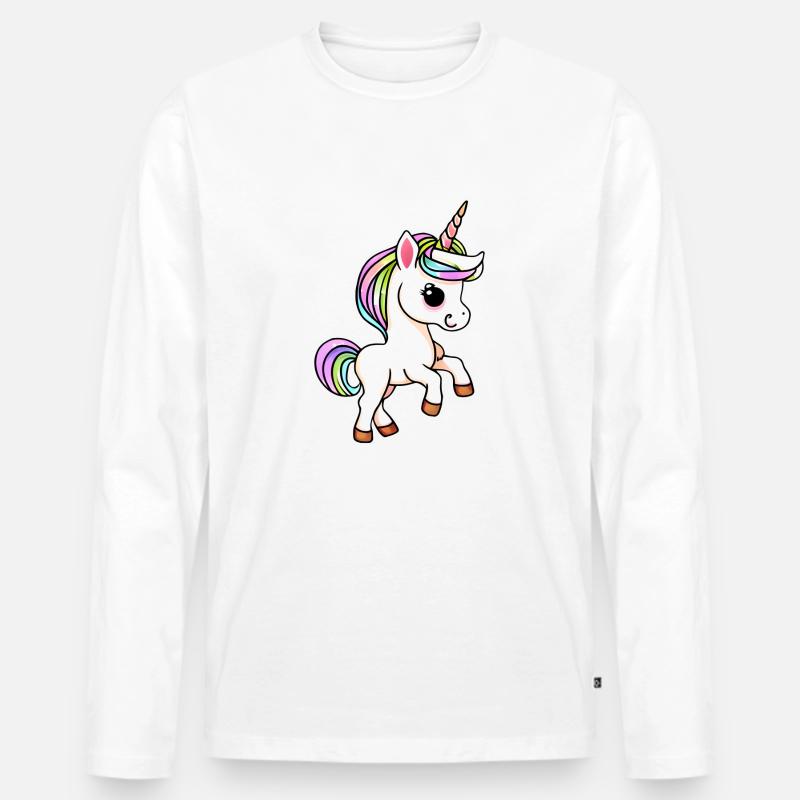 Einhorn Fabeltier Einhörner Mädchen - Männer Premium Bio Langarmshirt - Weiß