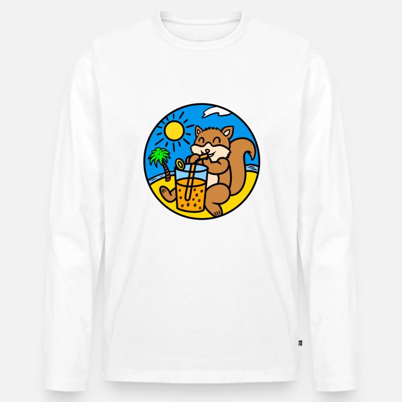 Eichhörnchen trinken Saft - Männer Premium Bio Langarmshirt - Weiß