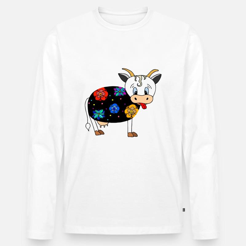 Kuh - Männer Premium Bio Langarmshirt - Weiß