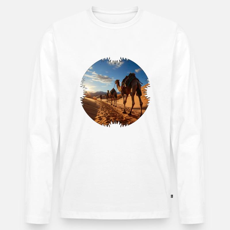 Reise mit einer Kamelkarawane - Männer Premium Bio Langarmshirt - Weiß