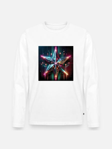Cyberpunk Weihnachtsstern - Männer Premium Bio Langarmshirt - Weiß