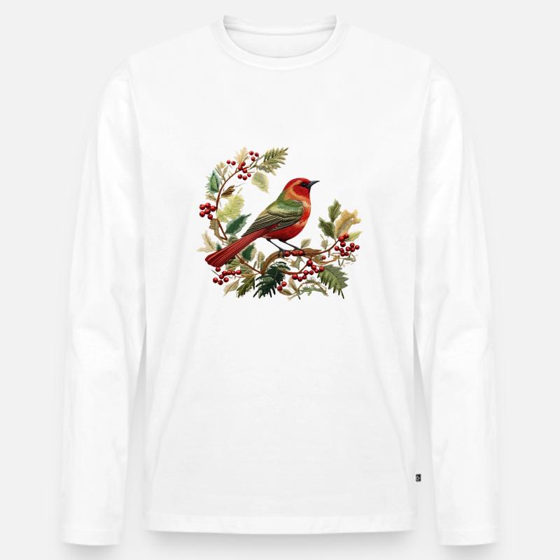 Omas gestickte Weihnachtsstimmung - Männer Premium Bio Langarmshirt - Weiß