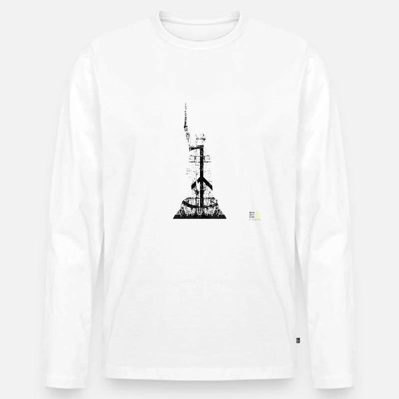 Hermannsdenkmal peace dunkel - Männer Premium Bio Langarmshirt - Weiß