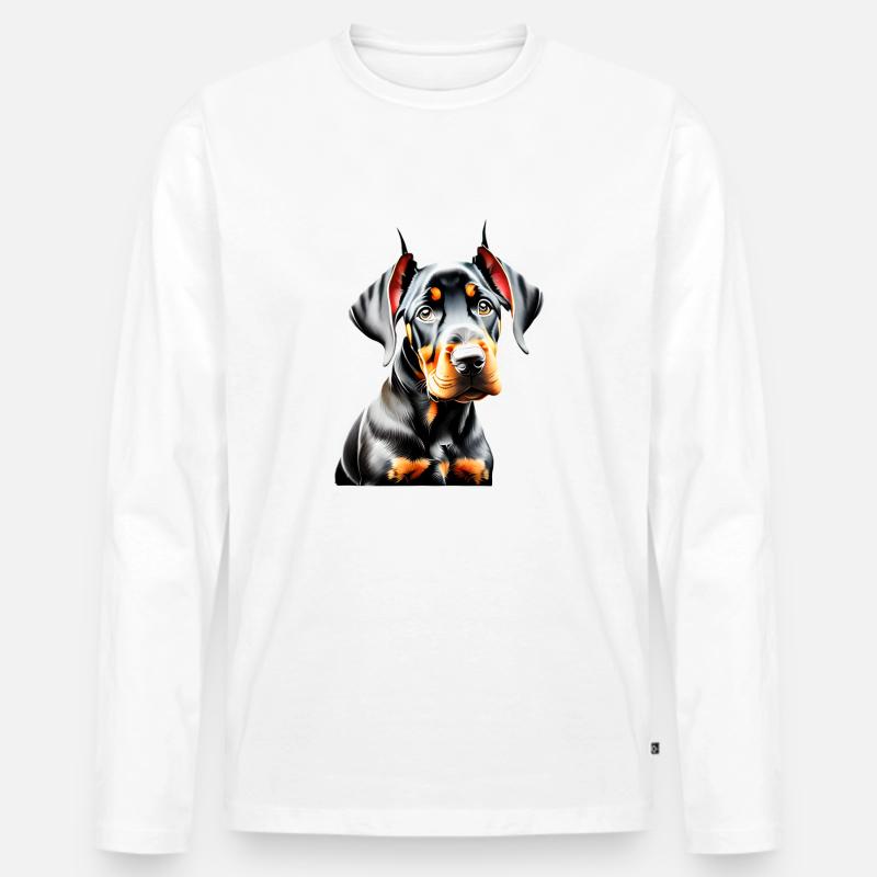 Dobermann Hund Dobermanntrainer Dobermannwelpe - Männer Premium Bio Langarmshirt - Weiß