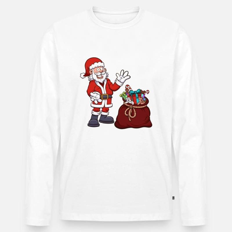 Weihnachtsmann mit Geschenktüte - Männer Premium Bio Langarmshirt - Weiß