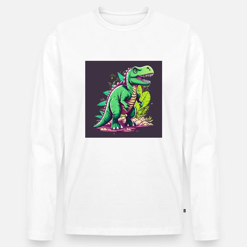 Wütender T-Rex - Männer Premium Bio Langarmshirt - Weiß