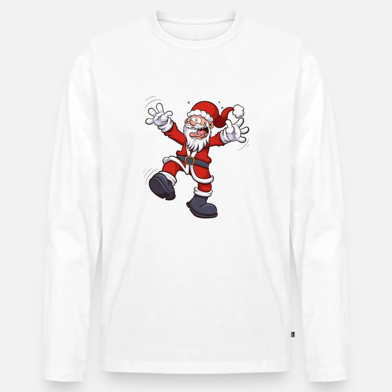 Verängstigter Weihnachtsmann - Männer Premium Bio Langarmshirt - Weiß