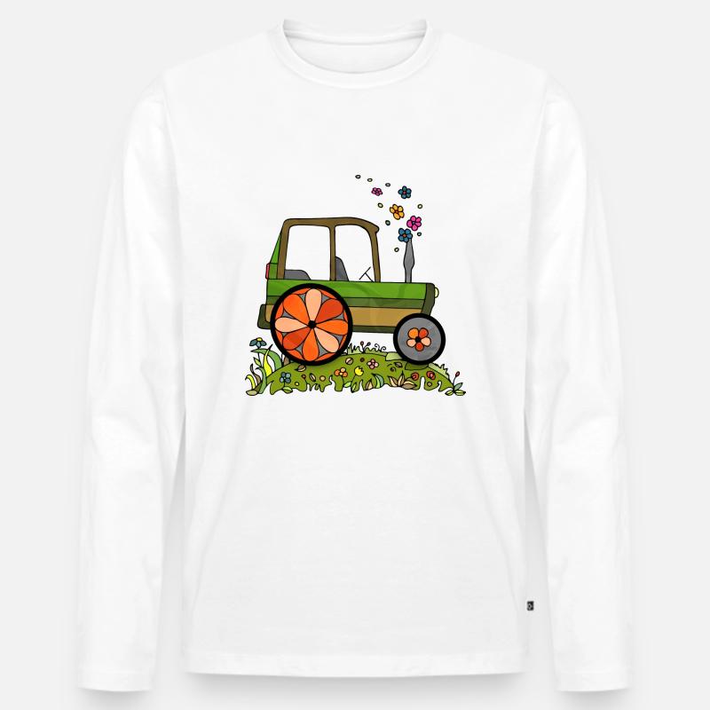 Traktor - Männer Premium Bio Langarmshirt - Weiß