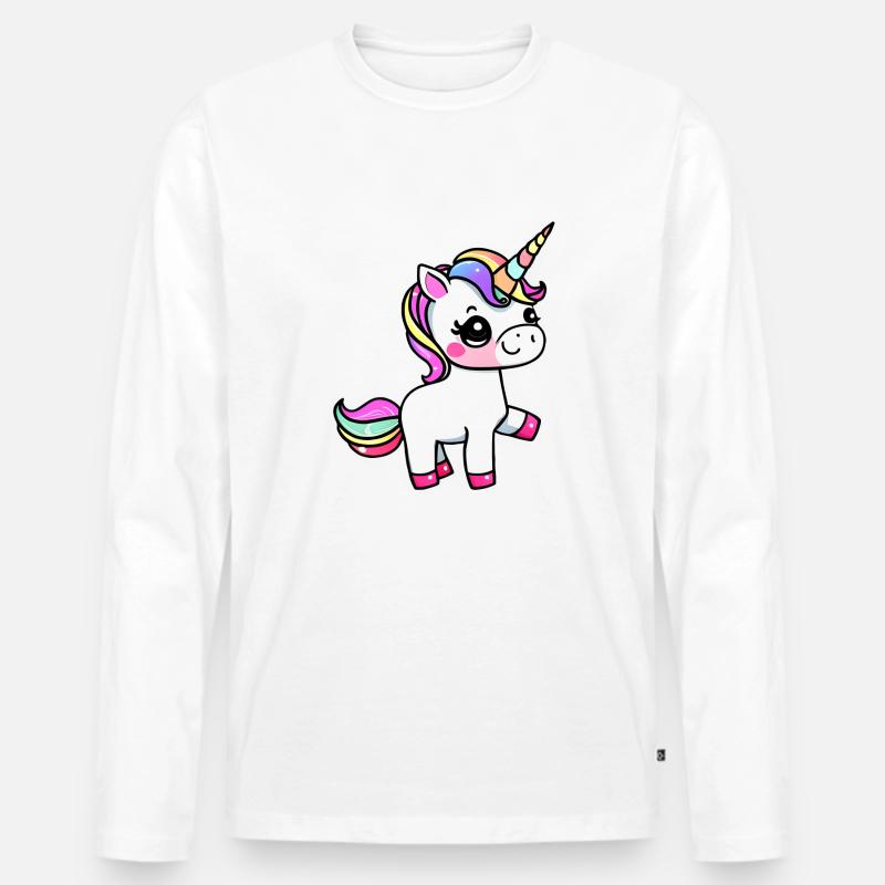 Einhorn Fabeltier Mädchen Einhörner - Männer Premium Bio Langarmshirt - Weiß
