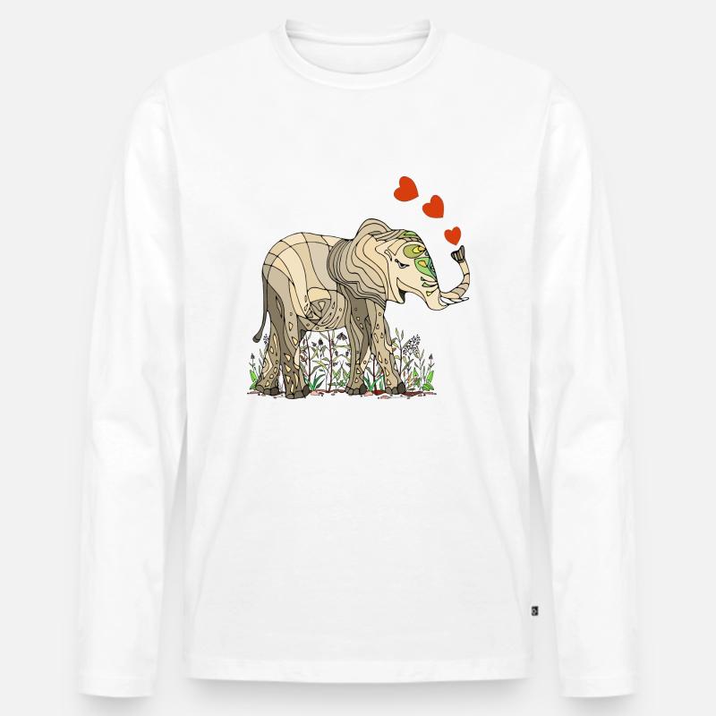 Elefant - Männer Premium Bio Langarmshirt - Weiß