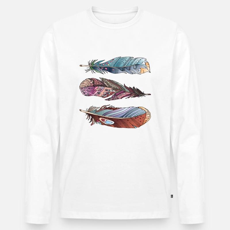 Feder - Männer Premium Bio Langarmshirt - Weiß