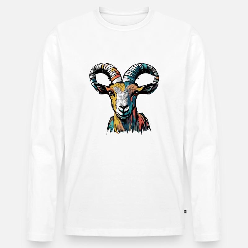 Ziege Steinbock Sternzeichen - Männer Premium Bio Langarmshirt - Weiß