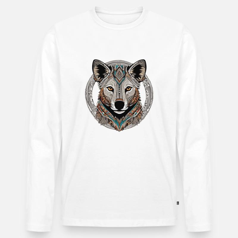 Hyäne - Männer Premium Bio Langarmshirt - Weiß