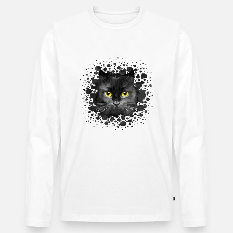 Katze - Männer Premium Bio Langarmshirt - Weiß