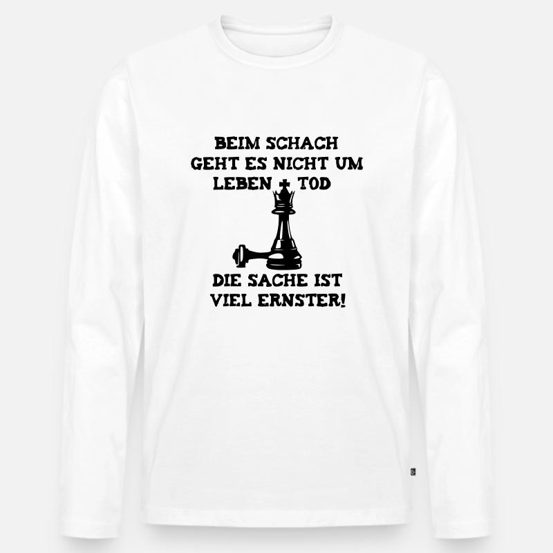 Cooles Schachmotiv - Männer Premium Bio Langarmshirt - Weiß