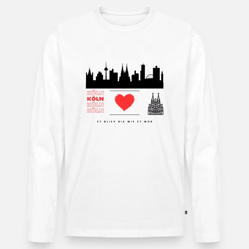Köln - Männer Premium Bio Langarmshirt - Weiß