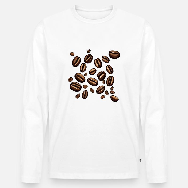 Kaffeebohnen Kaffee - Männer Premium Bio Langarmshirt - Weiß