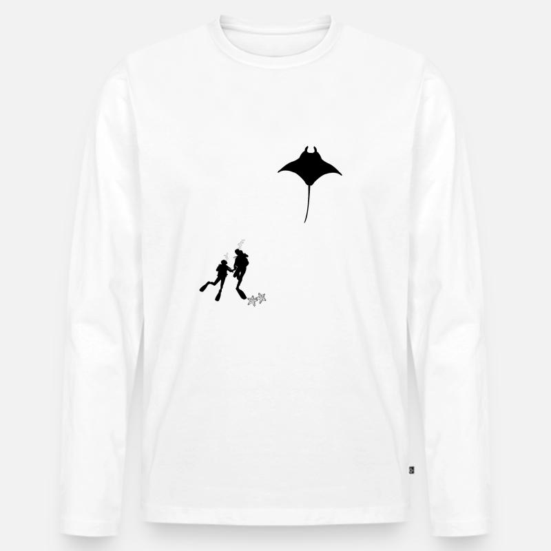 Tauchen - Männer Premium Bio Langarmshirt - Weiß