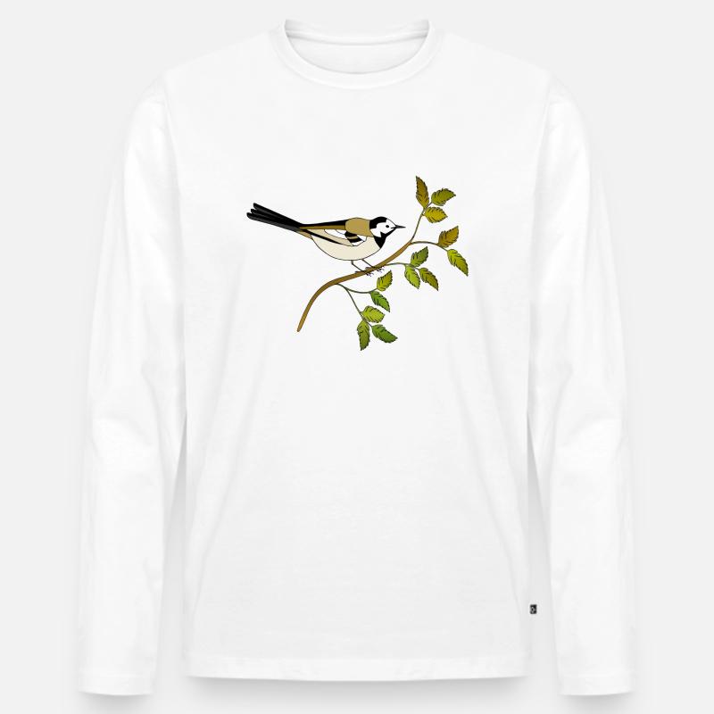 Bunter Vogel - Männer Premium Bio Langarmshirt - Weiß