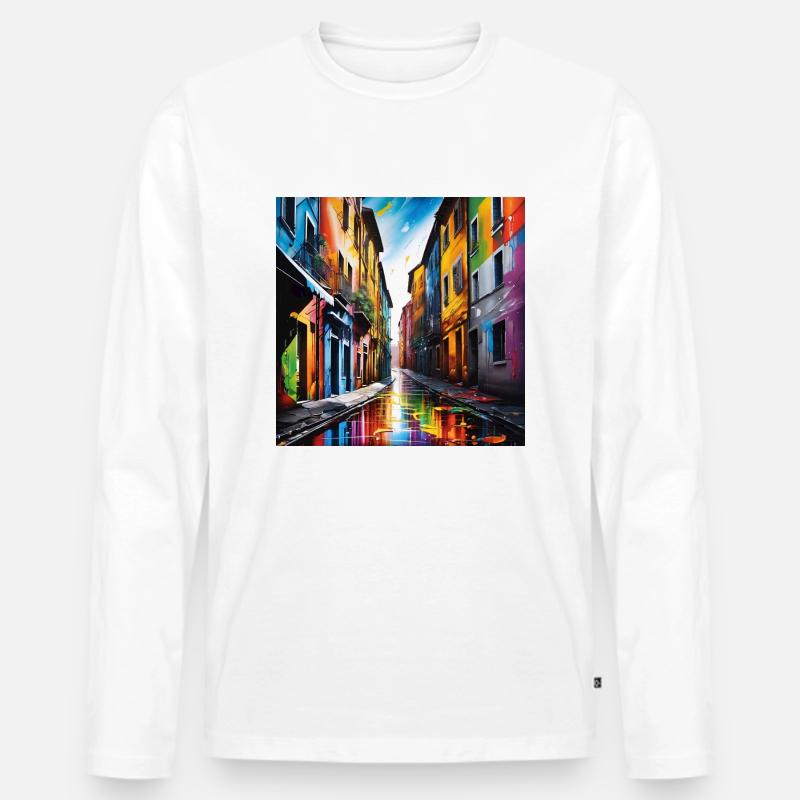 Fantastische Straßen - Männer Premium Bio Langarmshirt - Weiß
