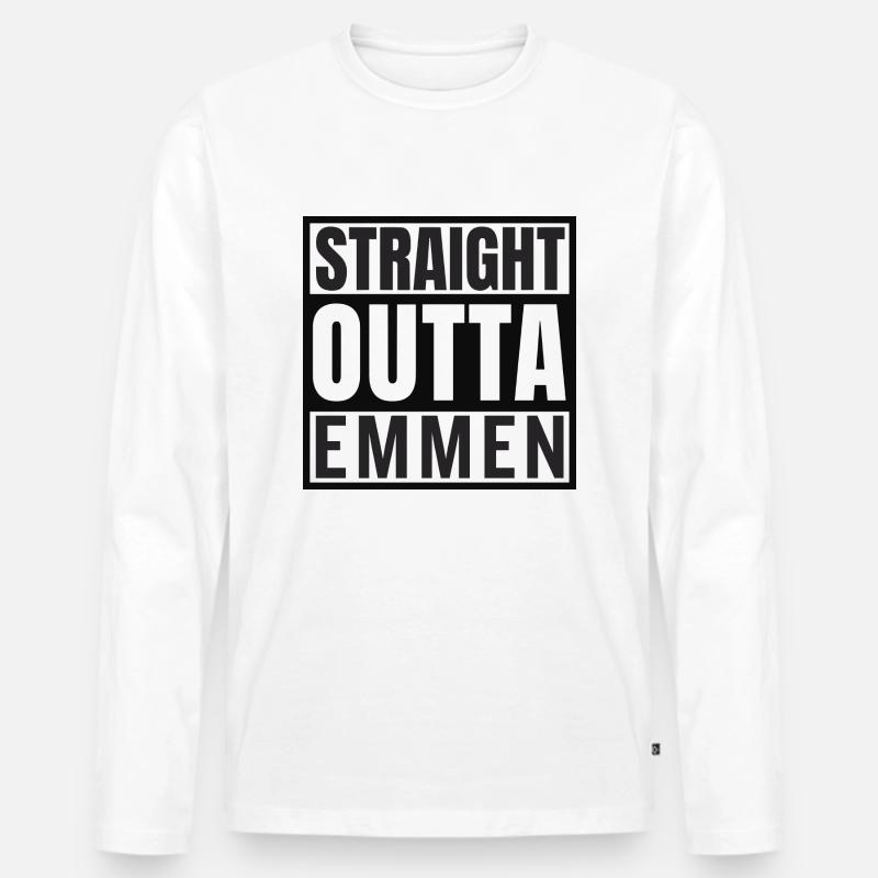 Straight Outta Emmen - Männer Premium Bio Langarmshirt - Weiß