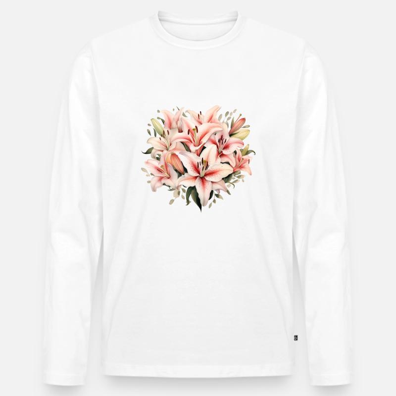 Lilienstrauß - Männer Premium Bio Langarmshirt - Weiß