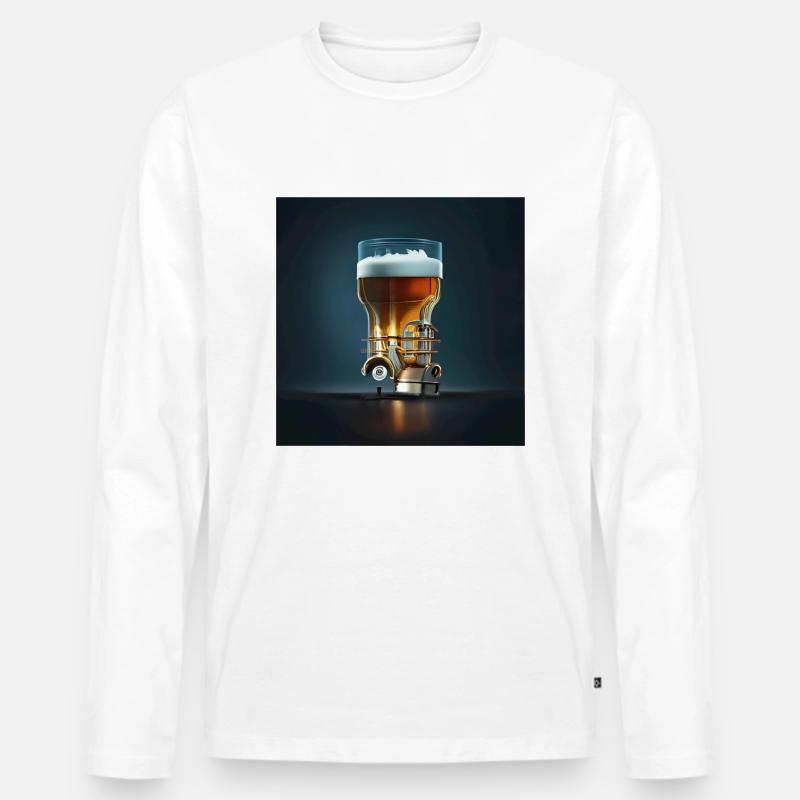 Bier-Motor - Männer Premium Bio Langarmshirt - Weiß