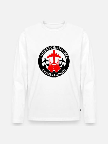 Mimikama Antifaschistischer Chemtrailpilot - Männer Premium Bio Langarmshirt - Weiß
