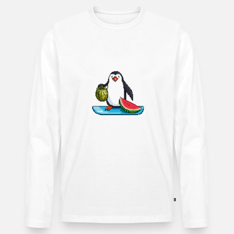 Surf 'n' Slice - Männer Premium Bio Langarmshirt - Weiß