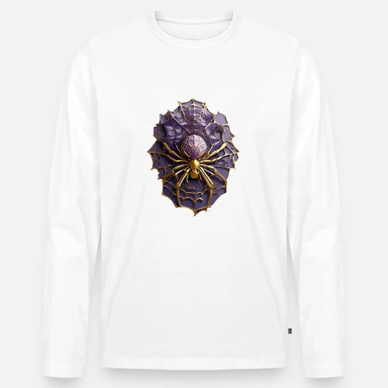 Spinne - Männer Premium Bio Langarmshirt - Weiß