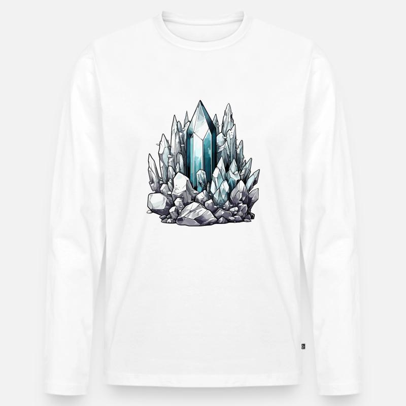 Kristall Eisberg - Männer Premium Bio Langarmshirt - Weiß