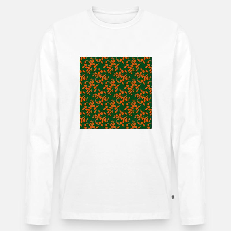 Edles Muster - Männer Premium Bio Langarmshirt - Weiß