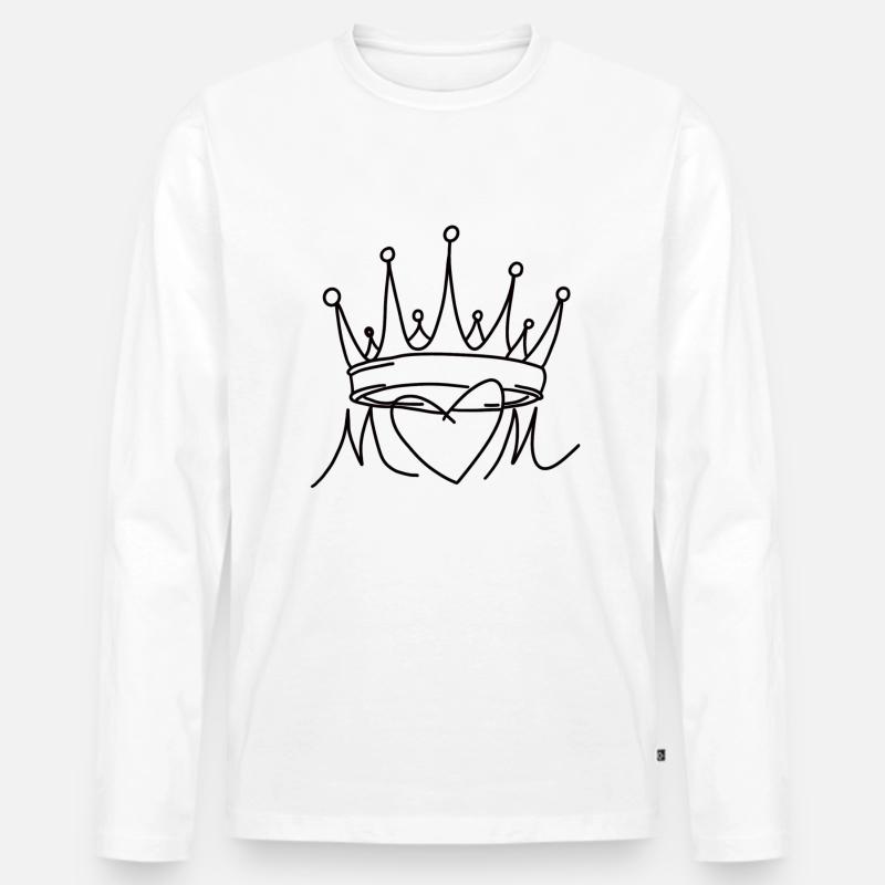 Mom Mama Mutter Krone - Männer Premium Bio Langarmshirt - Weiß