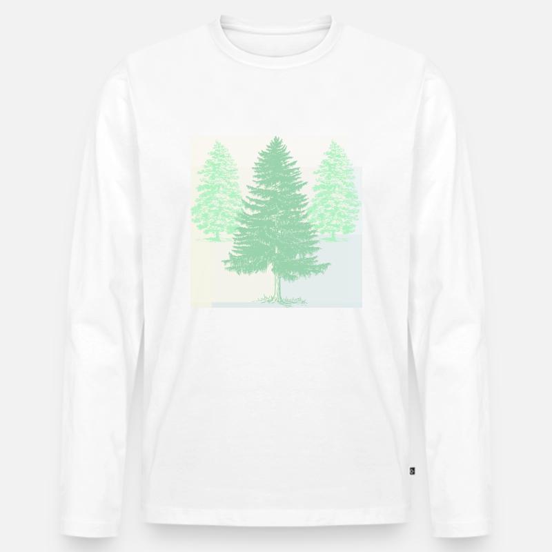 Pastellfarbene Kiefern. - Männer Premium Bio Langarmshirt - Weiß