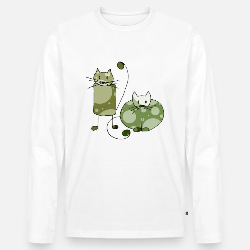 Katzen - Männer Premium Bio Langarmshirt - Weiß