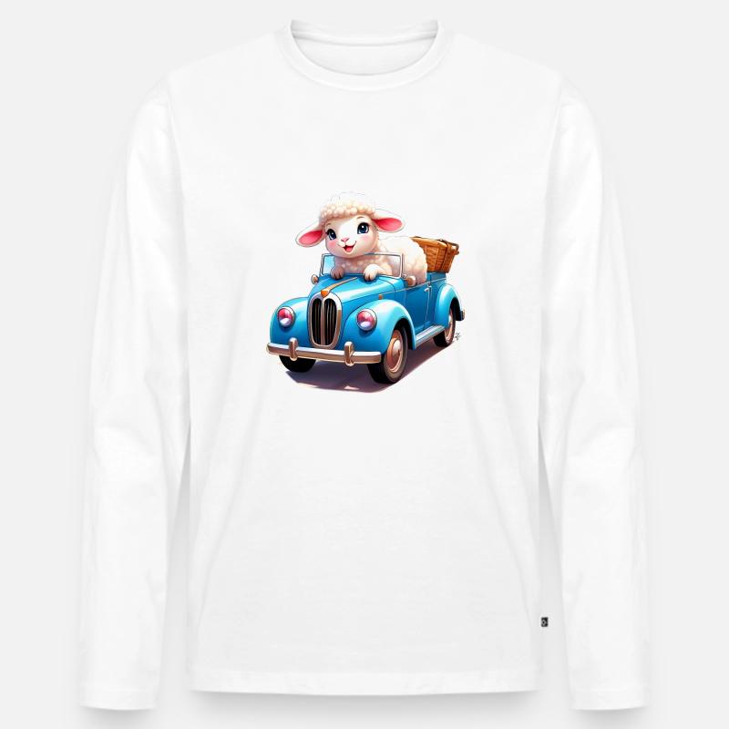 Schaf-Sprint - Männer Premium Bio Langarmshirt - Weiß
