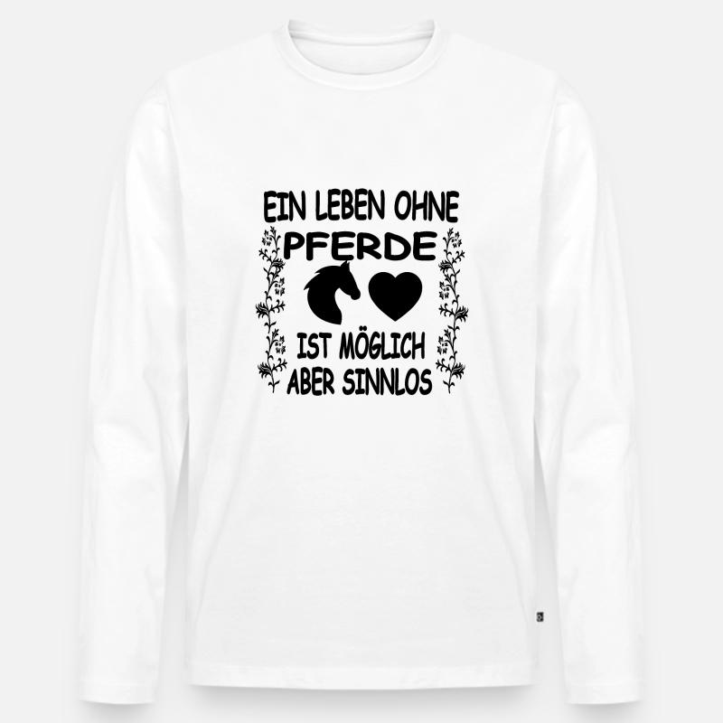 Pferde - Männer Premium Bio Langarmshirt - Weiß