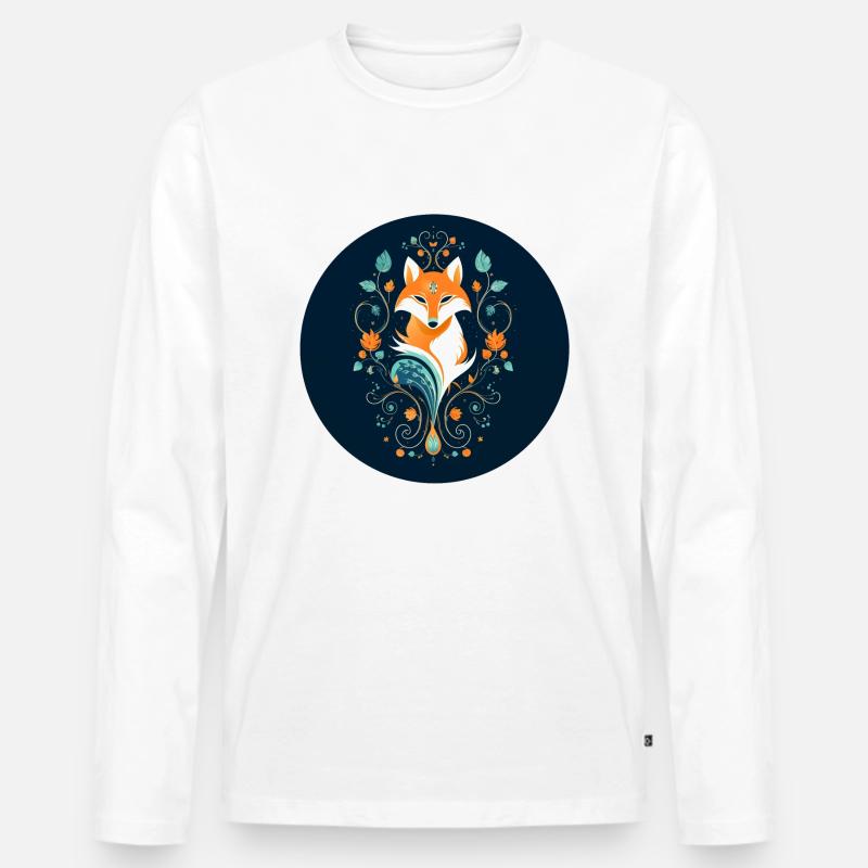 Fuchs mit Ornamenten - Männer Premium Bio Langarmshirt - Weiß