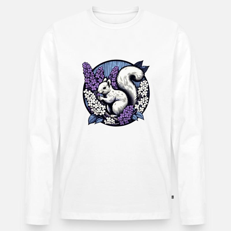 Flieder-Eichhörnchen - Männer Premium Bio Langarmshirt - Weiß