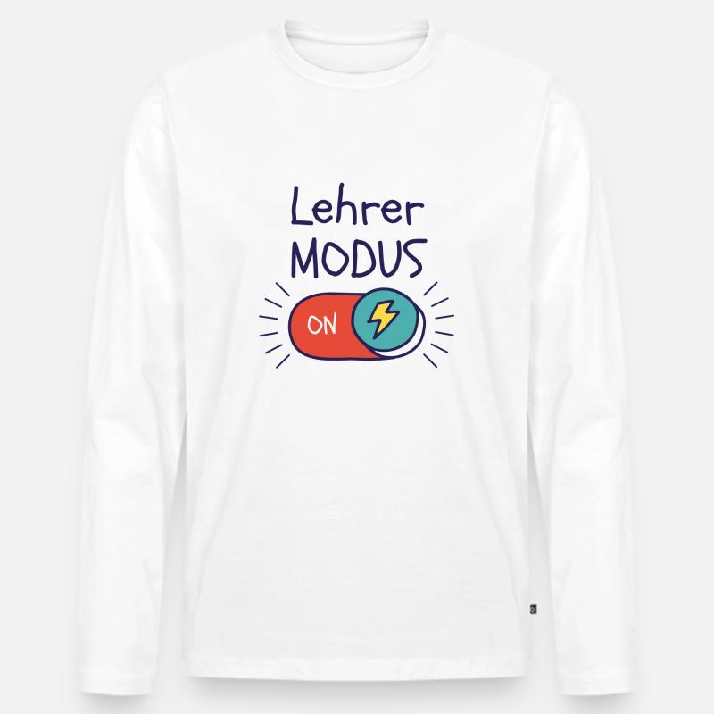 Lehrer Modus On - Männer Premium Bio Langarmshirt - Weiß